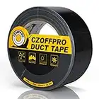 CZoffpro Duct Tape Heavy Duty - Ultra Strong Black Colored Duct Tape with Waterproof Backing, Easy to Tear by Hand, 1.88 in x 20 Yard, Black
