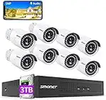 SMONET 5MP 8CH PoE Home Security Camera System,8CH NVR CCTV Surveillance Camera System with 3TB HDD,8PCS 5MP Outdoor Wired IP Cameras,Power Over Ethernet,24/7 Recording,Remote Monitoring,Weatherproof