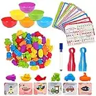 Jeu de jouets de comptage avec gobelets de tri assortis, cartes éducatives et activités de comptage Montessori | Jouet d'apprentissage coloré pour enfants