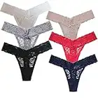 UWOCEKA - Women Lace Thong,Pack of 6 Underwear Sexy Bikini Low Waist Seamless Panties(L)