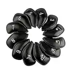 Craftsman Golf 12pcs Thick Synthetic Leather Golf Iron Head Covers Set Headcover fits All Brands Callaway Ping Taylormade Cobra Etc.