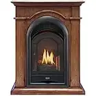 ProCom Ventless Fireplace System 10K BTU Duel Fuel Thermostat Insert Mantel, FS100T-AS, Large, Apple Spice (Arched)