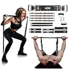 Resistance Bands Bar Exercise Bands Attachment 38" Black Max Load 800lb for Home Gym Workout Full Body Workout Power Lifting Fitness Bar(Portable Gym 3.0- Camo Green)