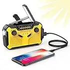 Radio Dynamo Solaire, Lemnoi FM/AM Radio Manivelle Urgence avec Batterie Rechargeable 2500mAh, Lampe de Poche, Alarme SOS, Chargeur Téléphone USB et Générateur à Manivelle pour Camping, Les Urgences