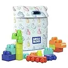 MEGA BLOKS Fisher Price Toddler Block Toys, Build N Play Bag with 60 Pieces and Storage Bag, Gift Ideas for Kids Age 1+ Years