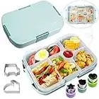 Brotdose Kinder mit Fächern, Kindergarten Lunchbox Auslaufsicher Bento Box mit 6 Unterteilung, Mikrowelle Jausenbox Schule für Erwachsene, Mädchen, Jungen, Vesperbox für Ausflüge