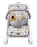 BABABING | Rockout 2 Baby Rocker | 3 Position Reclining Baby Bouncer with Ellie Elephant Print | Portable Baby Rocker Cushion Seat with Exclusive Soft Toys