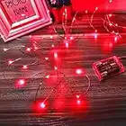 Ariceleo Led Stringa Luci a Batteria, 1 Pezzi 5 metri 50 Led Rame filo Ghirlanda Catena Luminose Lucine Fata Luci per Natale Matrimonio Decorative Festa Interno Natalizie letto Camera (Rosso)