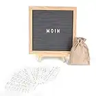 ewtshop Pizarra de madera y fieltro, pizarra para letras, tablilla con ranuras, pizarra con 170 letras y números blancos, diseño retro