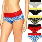 Andyshi Culottes Femme Coton Slip Femme Coton Batman Slips Superman sous-vêtements Lingerie Dentelle Shorties 5PCS