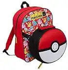 Pokemon - Mochila para niños con poke ball, bolsa de almuerzo para la escuela, niños y niñas, juego de 2 piezas, caja de sándwich aislada desmontable para aperitivos calientes o fríos