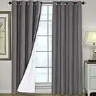 Linen Blackout Curtains 96 Inches Long 100% Total Blackout Heavy-Duty Draperies for Living Room Bedroom Thermal Insulated Textured Functional Window Treatment Anti Rust Grommet, 2 Panels, Grey