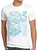 style3 8 Bit Console Portable de Jeux Vidéo T-Shirt Homme, Taille:5XL, Couleur:Blanc