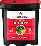 ReadyWise, 120 Servings, Vegetable Bucket, Broccoli, Sweet Corn, Green Beans, Peas, Freeze Dried, 20 Years Shelf Life, Emergency Food