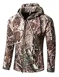 YFNT Veste Tactique Homme Militaire Airsoft Softshell Doublée Polaire à Capuche Outdoor Randonnée Chasse Manteau Hiver Blouson Camouflage