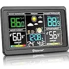 Geevon Weather Station Wireless Indoor Outdoor Thermometer, Large Color Display Digital Forecast Station Weather Thermometer with Barometer, USB Charging Port and Adjustable Backlight