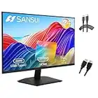 SANSUI Monitor 24 inch with USB Type-C, Built-in Speakers, 75Hz FHD Computor Monitor, Ultra-Slim Ergonomic Tilt with HDMI, VGA (ES-24F1 Type-C Cable and HDMI Cable Included)