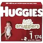 Diapers Size 1 - Huggies Little Snugglers Disposable Baby Diapers, 174ct, Mega Colossal Pack