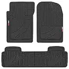 Motor Trend FlexTough Advanced Black Rubber Car Floor Mats – 3 Piece Trim to Fit Floor Mats for Cars Truck SUV, All Weather Automotive Liners with Traction Grips and Multiple Trim Lines