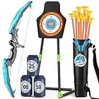 TEMI Bow and Arrow Set for Kids 4-8,Kids Archery Set with LED Lights Includes 10 Suction Cup Arrows, Quivers & Standing Target, Outdoor Toys for Kids Boys & Girls Ages 3-12 Years Old