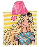 Badetuch Bademantel Kapuzen Poncho für Mädchen 50 x 100 cm - 3 bis 6 Jahre Frozen Die Eiskönigin Bade-Poncho– Geschenk Mädchen ideal für Pool, Strand und Schwimmbad (princess-Rosa)