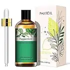 PHATOIL Oli Essenziali di Menta Piperita 100 ml, Oli Essenziali Naturali Puri al 100% per Diffusore Umidificatore, Olio Essenziale di Aromaterapia di Grado Terapeutico per Relax