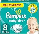 Pampers Windeln Größe 8 (17kg+) Baby-Dry, Extra Large, MONATSBOX, bis zu 12 Stunden Rundum-Auslaufschutz, 100 Stück (1er Pack)