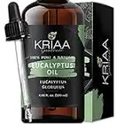 KRIAA Goodness Eucalyptus Essential Oil 120ml with Dropper Organic Huile Essentielle Ideal for Aromatherapy Massage Shower Steamers Spray Soap & Candle Body Wash Bath Diffuser Use