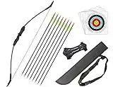 Outdoor Youth Recurve Bow and Arrow Set with Quiver Junior Archery Beginner Longbow for Training Includes 8 Arrows, Armguard, Quiver,5 target face