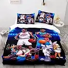 Agmdno Space Jam Bettwäsche-Sets,bettwäsche 135x200 Kinder,3D-gedruckte Bettbezug + Kissenbezug 80x80cm,Basketball Filmfans (A07,135x200cm+80x80cmx1)