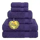 Cotton Paradise 6 Piece Towel Set, 100% Turkish Cotton Soft Absorbent Towels for Bathroom, 2 Bath Towels 2 Hand Towels 2 Washcloths, Purple