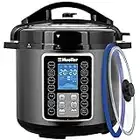 Mueller 6 Quart Pressure Cooker 10 in 1, Cook 2 Dishes at Once, Tempered Glass Lid incl, Saute,  Slow Cooker, Rice Cooker, Yogurt Maker and Much More