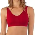 Fabio Farini Reggiseno Sportivo particolarmente Comodo, Senza Cuciture, con Forte Sostegno Rosso M