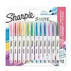 SHARPIE S-Note Stylos surligneurs de couleur créatives | Marqueur pour écrire, dessiner et bien plus encore | Couleurs assorties pastel | Pointe biseautée | Lot de 12