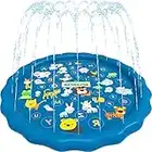 Nantew 68" Splash Pad Sprinkler for Kids Toddlers Play Mat Inflatable Baby Wading Pool Summer Outdoor Water Toys Alphabet Learning Outdoor Play Mat for Children Babies & Toddlers (Gear-01)