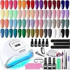 35 PCS Gel Nail Polish Kit with UV Light include 32 Colors Gel Polish Nail Kit Soak Off Base Coat No Wipe Top Coat Matte Top Coat Nail Polish Set Manicure Tools Nail Lamp Nail Gel Kit Gifts for Women