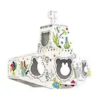 Submarine Cardboard Playhouse for Kids- DIY Kids Cardboard Playhouse to Color, Draw, Paint and Doodle Playhouse - Cute, Creative Arts and Crafts for Kids- Decorate a Card Board Play House