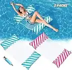 WR WPAIER Hamaca de Agua, 2 Piezas Hamaca Inflable Flotante para Piscina 4 en 1, Hamaca Inflable Tumbona Piscina Plegable Colchoneta Hinchable Flotador Piscina Playa para Adultos