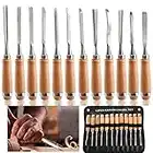 Dicunoy 12 PCS Wood Carving Tools, Gouges Woodworking Chisels, Full Size Wood Carving Knifes for Beginners, Hobbyists, Professionals, Artistic, Gifts for Him, Father's Day