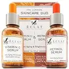 Retinol und Vitamin C Serum, Gesichtsserum mit Hyaluronsäure, Aloe Vera und Jojobaöl, hilft, feine Linien, Falten und Aknenarben zu reduzieren, 30 ml X 2