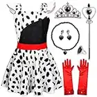 Formemory Cruella Deville Princess Dress Costume for Halloween Cosplay (140cm (9-10 Years), Cruella Princess Dress)