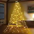 GYLEFY Christmas Tree Lights with Ring, 2Mx16 Lines Xmas Tree Lights 400LED Waterproof Christmas Lights 8Modes Christmas Tree String Lights Timer Waterfall Fairy Lights Indoor Outdoor Xmas Decoration