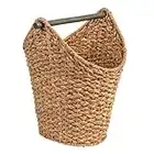 Creative Co-Op Bankuan Braided Oval Toilet Paper Basket with Wood Bar
