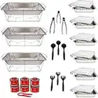 Alpha Living 70027 33-Pcs Disposable Chaffing Buffet with-Covers, Utensils, 6Hr Fuel Cans – Premium Chafing Dish Set for Events, Parties, Catering