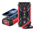 Car Jump Starter, 800A Peak 12V 20000mAH Output Portable Battery Booster, Mobile Phone Charger with Usb Port, LED Flashlight ( Color : Red , Power display : Indicator light )