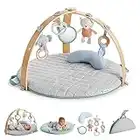 Ingenuity Cozy Spot Reversible Duvet Activity Gym & Play Mat with Wooden Bar - Loamy, Ages Newborn +