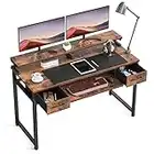 ODK Computer Desk with Keyboard Tray and Drawers, 47 inch Office Desk with Storage, Writing Desk with Monitor Shelf, Work Desk Workstation for Home Office/Bedroom, Rustic Brown