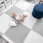 Baby Play Mat Tiles Extra Large Thick Non-Toxic Foam Floor Puzzle Mat Interlocking Activity Playmat for Infants Toddlers Kids Crawling Tummy Time 74x74 Inches (Grey/White)