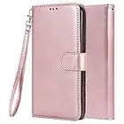 LEMORRY Coque pour Apple iPhone 6 7 8 Etui Cuir Multifonctionnel Portefeuille Pochette 2in1 Protecteur Magnétique Fente Carte & Cadre Photo Silicone TPU Housse Flip Cover pour iPhone 6 7 8 (Or Rose)