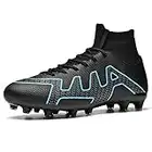 Unitysow Football Boots Men's Outdoor High Top Spike Cleats Soccer Shoes Professional Athletics Trainers Sneakers Teenager Football Shoes,Black,6 UK